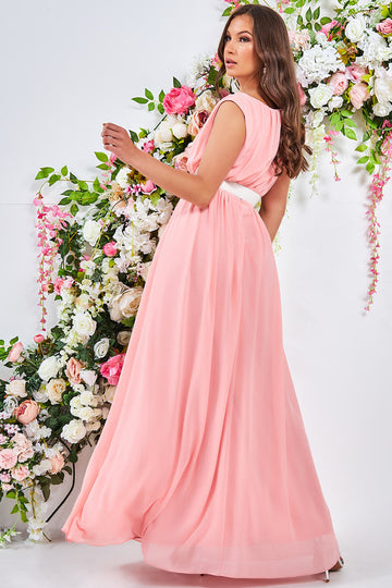 Chiffon Maxi with Embellished Belt Goddiva